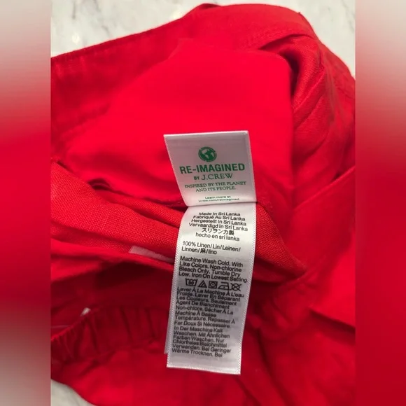 J Crew tomato red 3” inch 100% linen Harbor shorts size S NWT - Picture 6 of 6